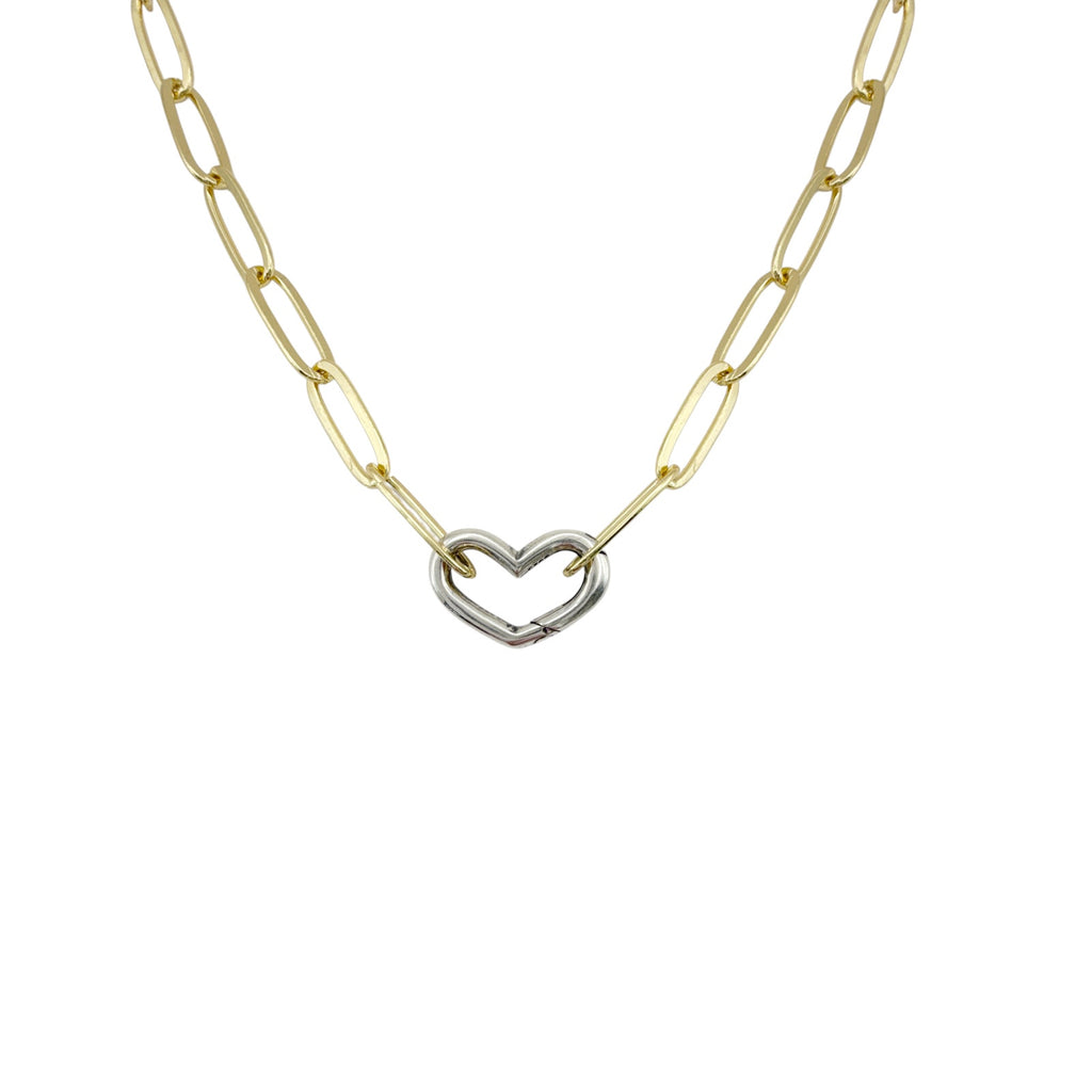 THE SILVER WREN Heart Carabiner Charm Holder Necklace