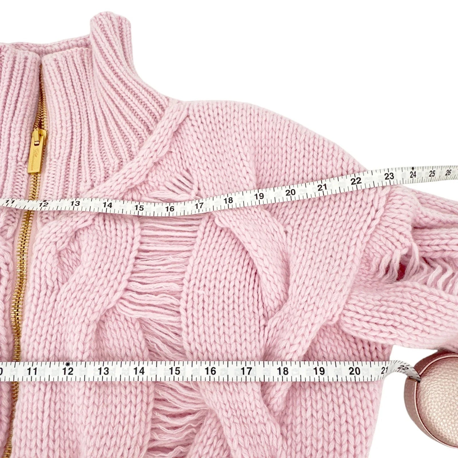 BLUMARINE Knitted Heavy Cardigan Jacket in Chalk Pink IT38|XS - flyKAMP