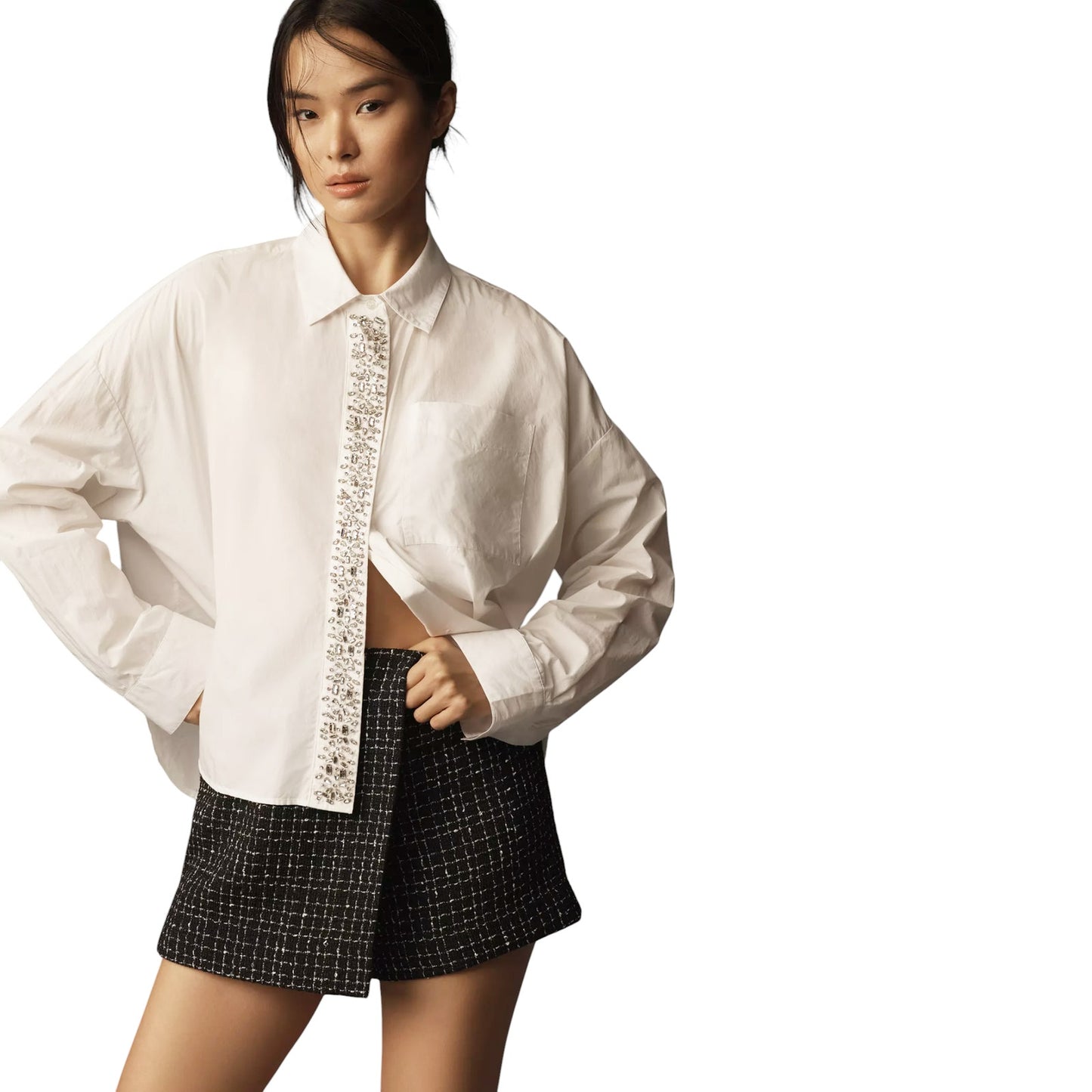 ESSENTIEL ANTWERP Hilver Embellished Placket Blouse S