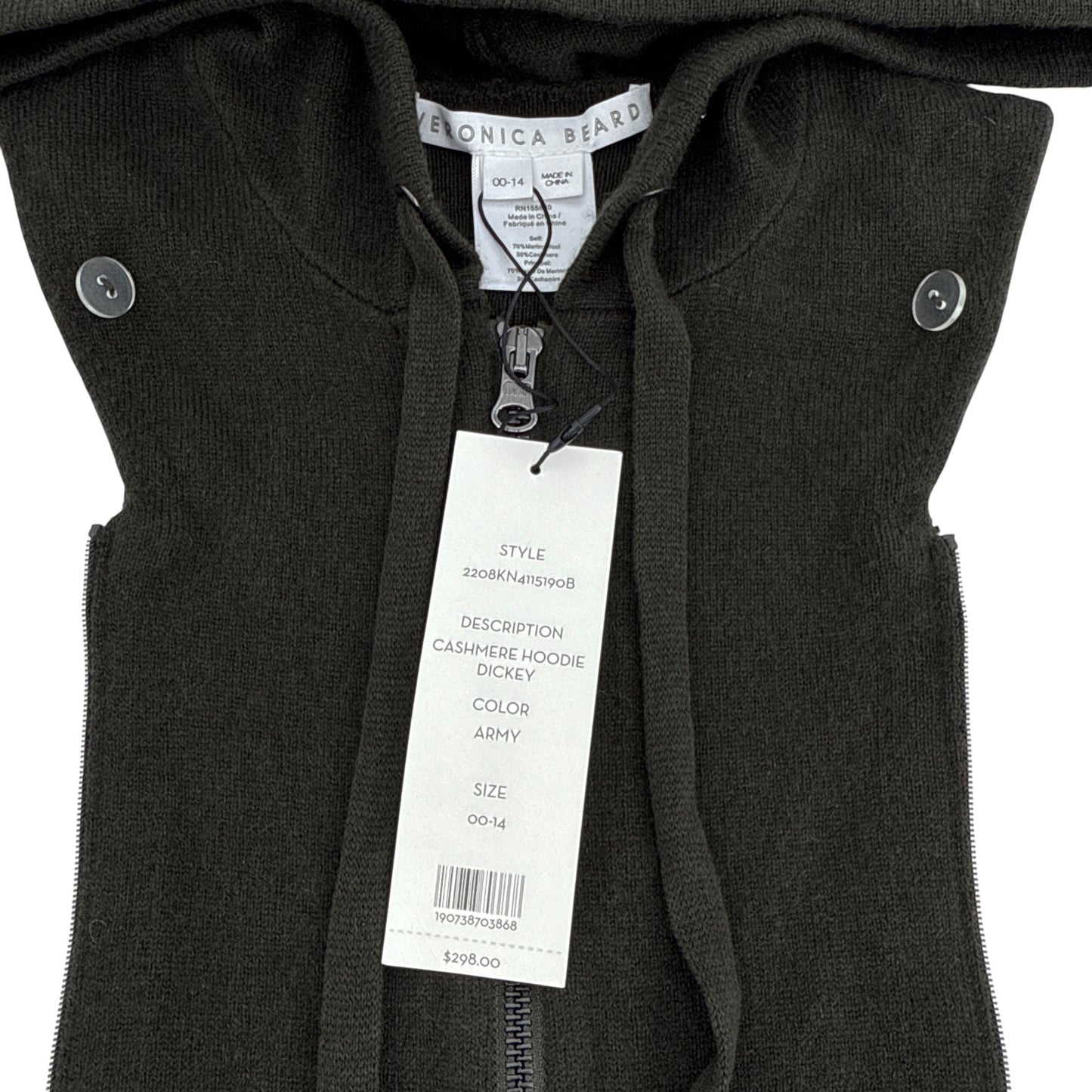 VERONICA BEARD Cashmere Hoodie Dickey || Army