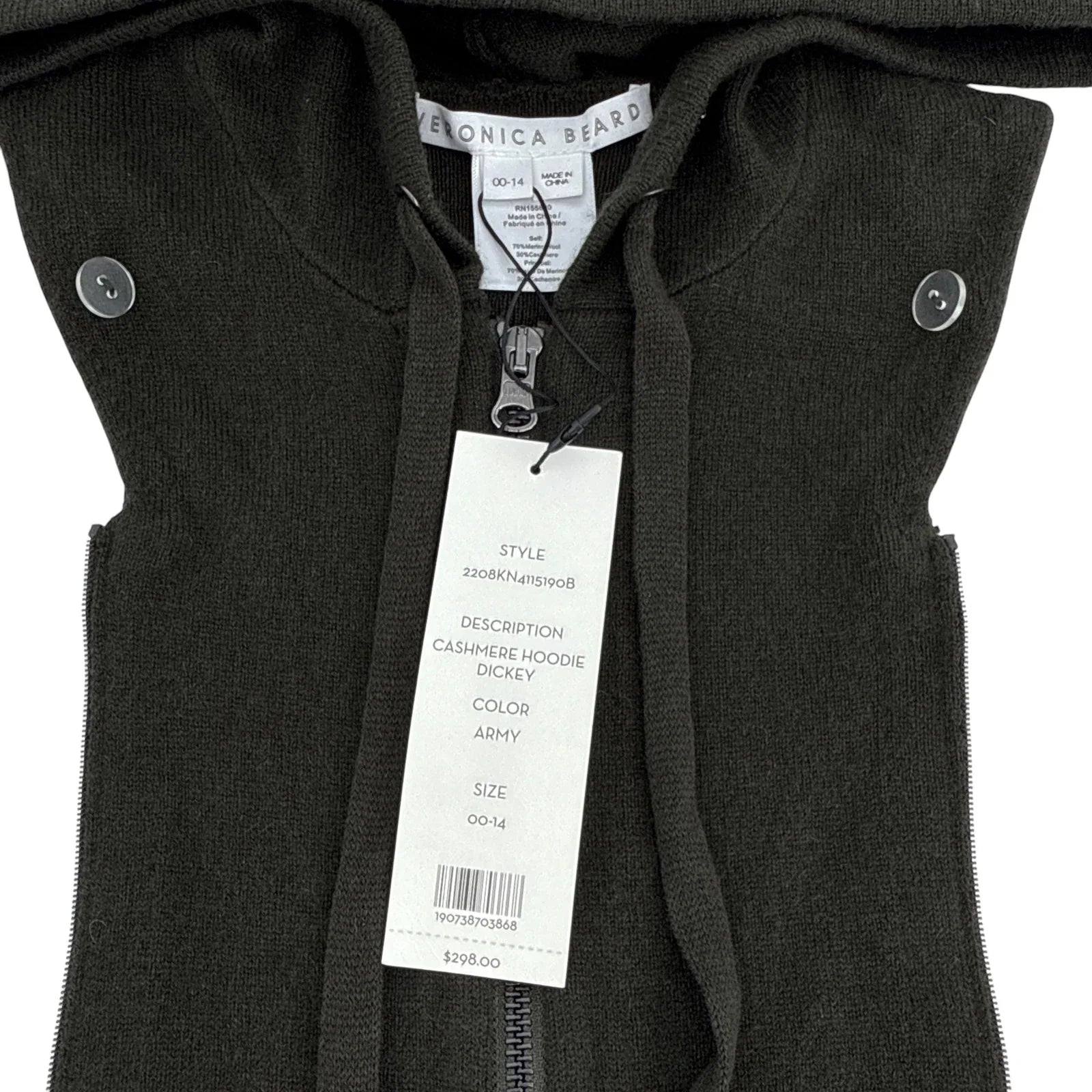 VERONICA BEARD Cashmere Hoodie Dickey || Army - flyKAMP