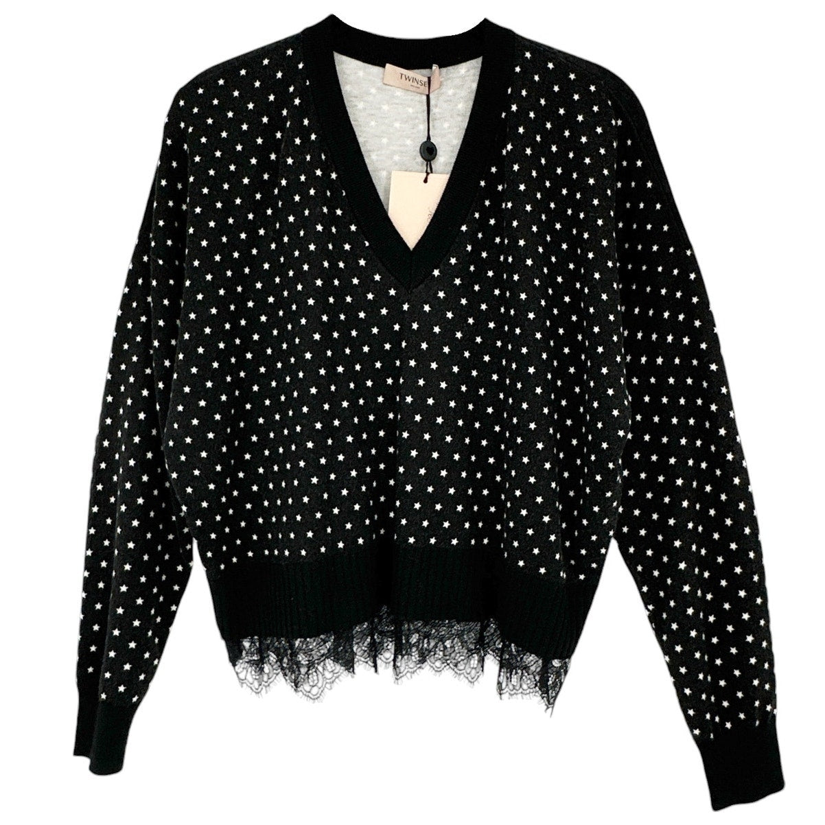 TWINSET Stars Patterned V-neck Sweater S