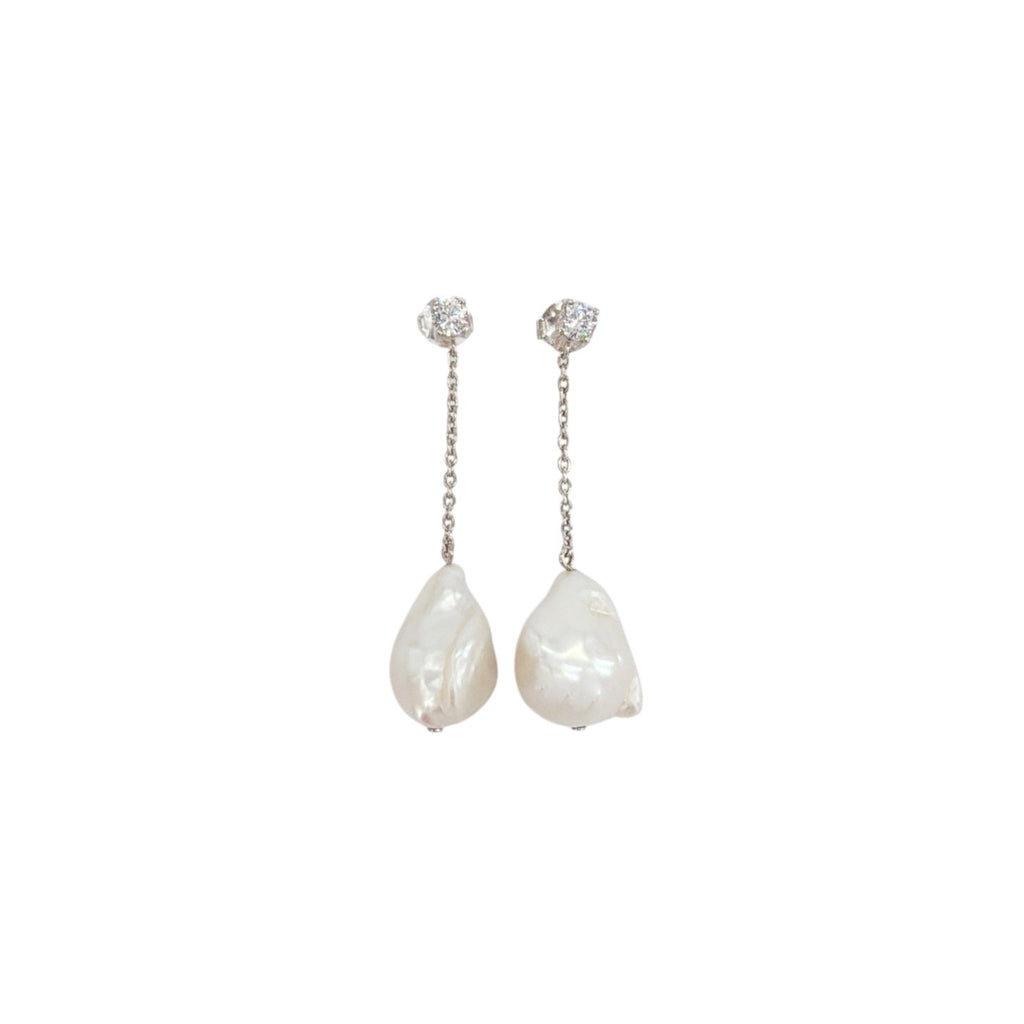 COMPLETEDWORKS Suspended Boulder Baroque Pearl & CZ Sterling Silver Earrings COMPLETEDWORKS