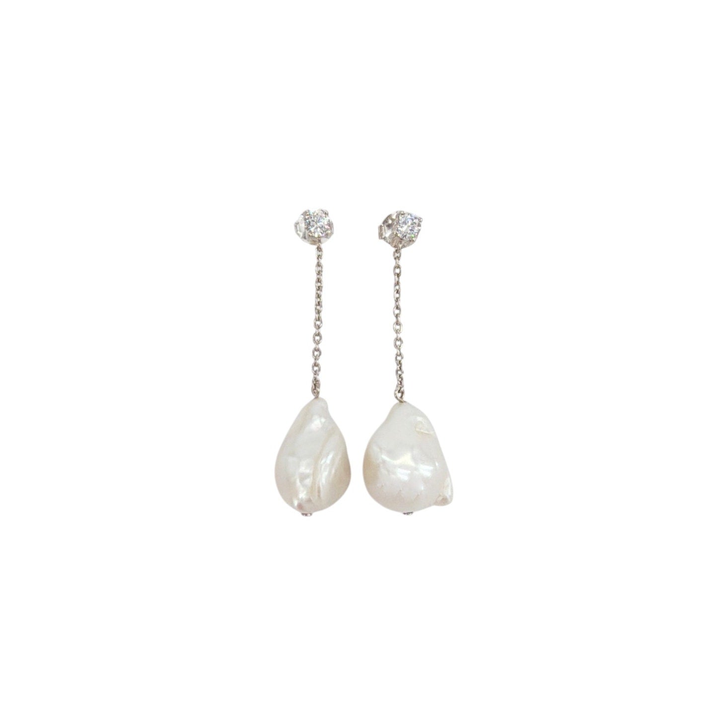 COMPLETEDWORKS Suspended Boulder Baroque Pearl & CZ Sterling Silver Earrings COMPLETEDWORKS