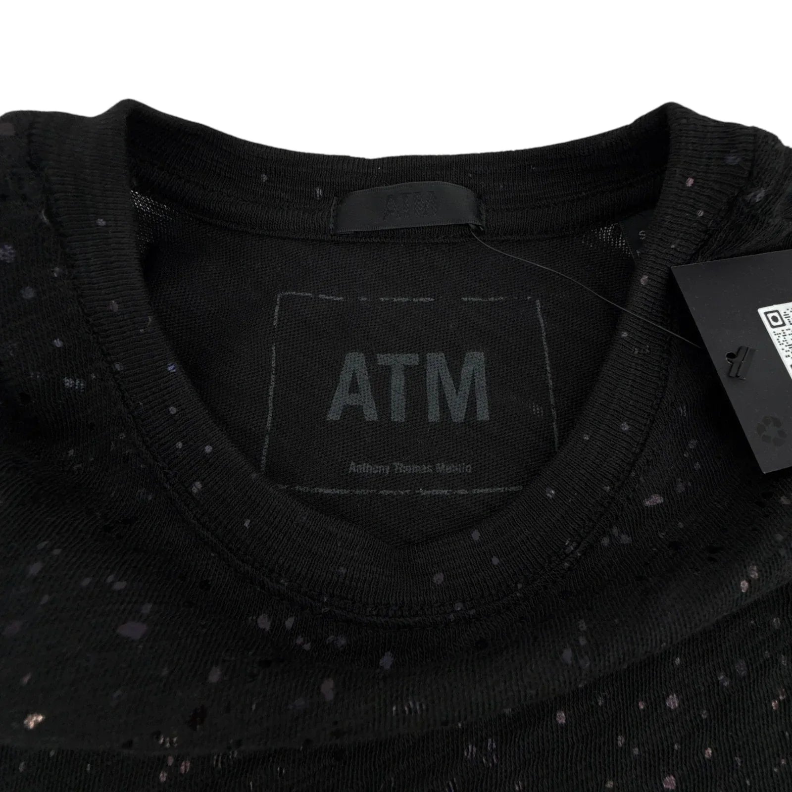 ATM Anthony Thomas Melillo Slub Jersey Schoolboy Tee with Metallic Foil Black S - flyKAMP
