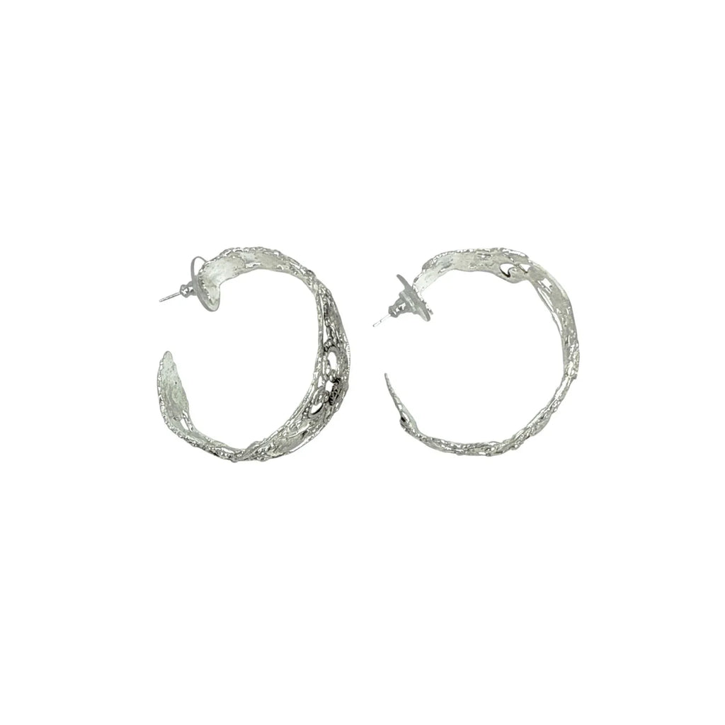 VIRGINS SAINTS & ANGELS VSA Antigua Wide Hoop Post Earrings in Silver - flyKAMP