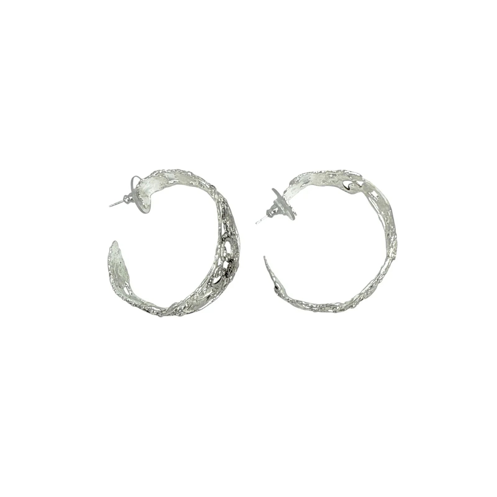 VIRGINS SAINTS & ANGELS VSA Antigua Wide Hoop Post Earrings in Silver - flyKAMP