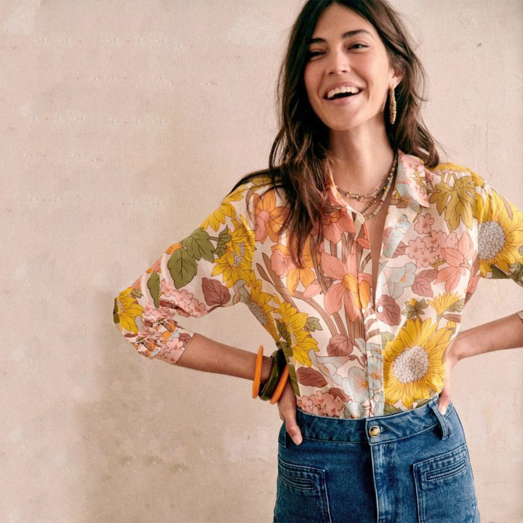 SEZANE Chemise Pierro Shirt in 70's Boho FR40|US8|L Sézane