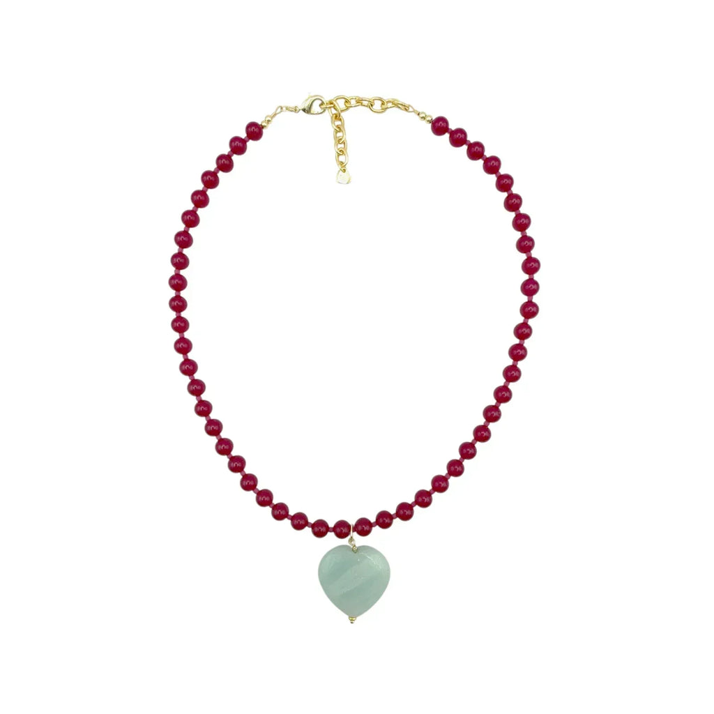 THE SILVER WREN Rylen Beaded Necklace in Pink and Amazonite - flyKAMP