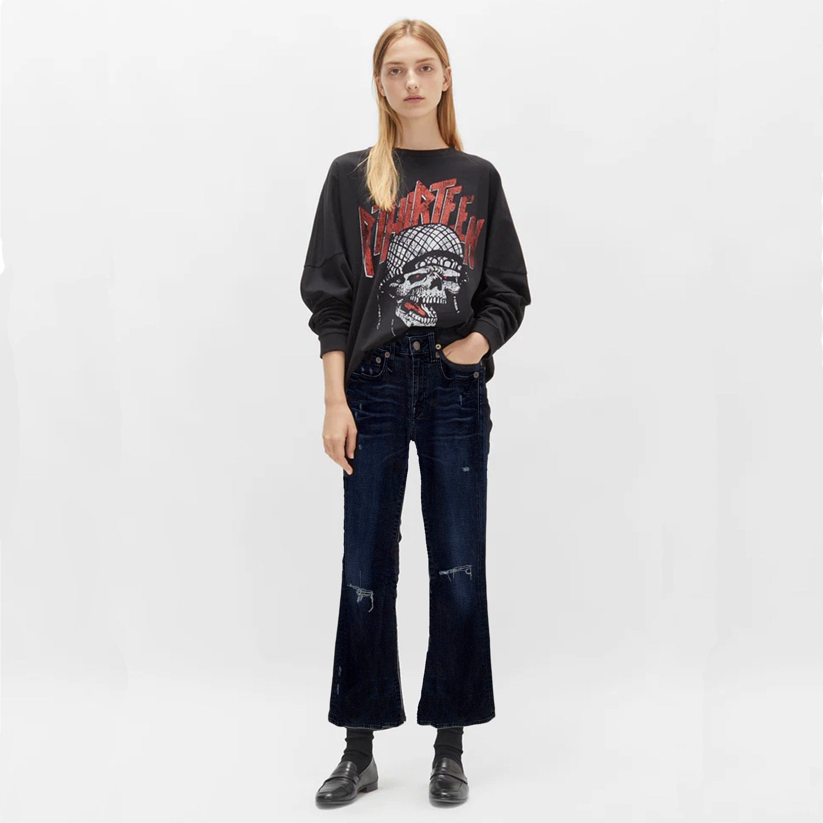 R13 Kick Fit Jeans in Black Velvet 25 R13