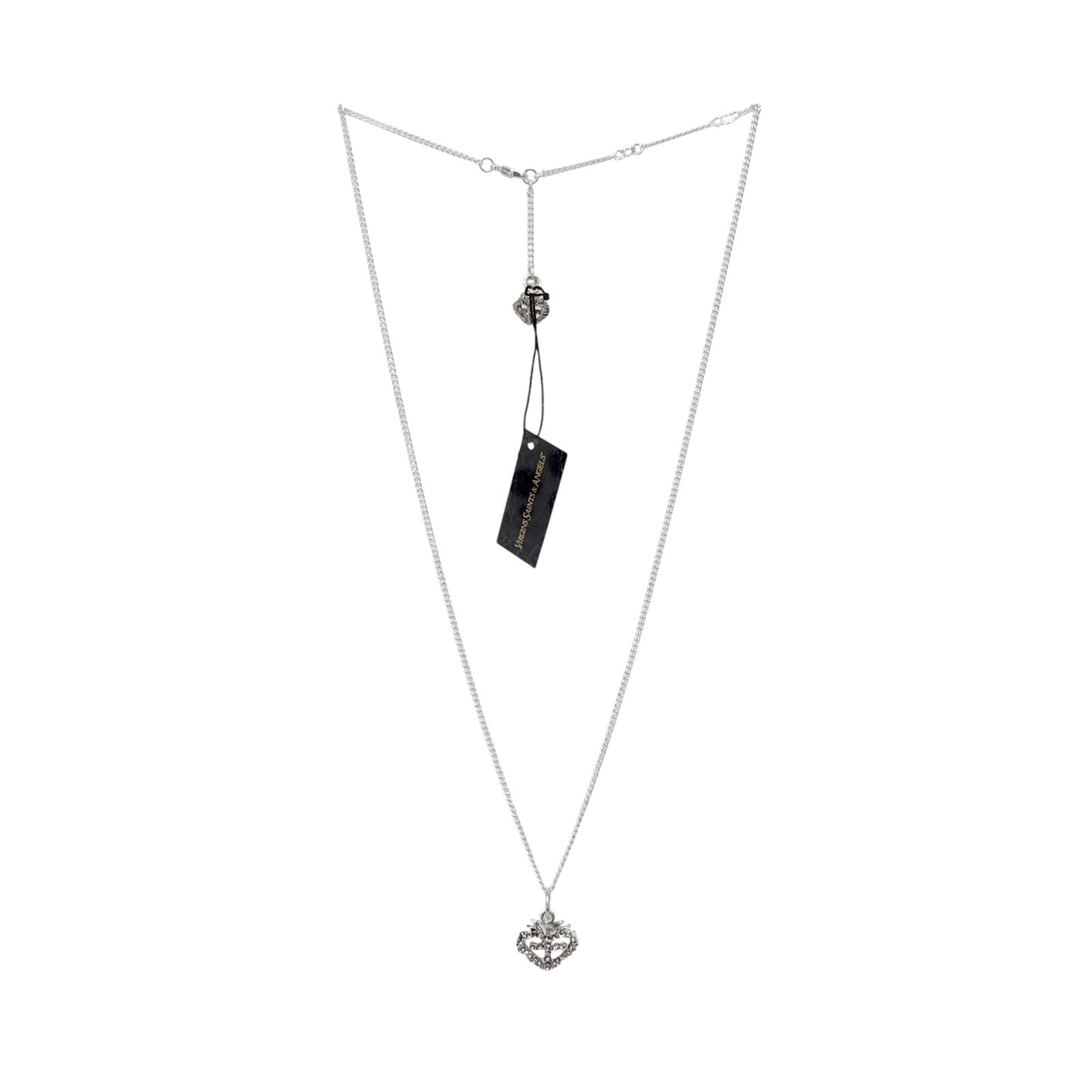 VIRGINS SAINTS & ANGELS VSA Sacred Heart Logo Charm Necklace in Silver