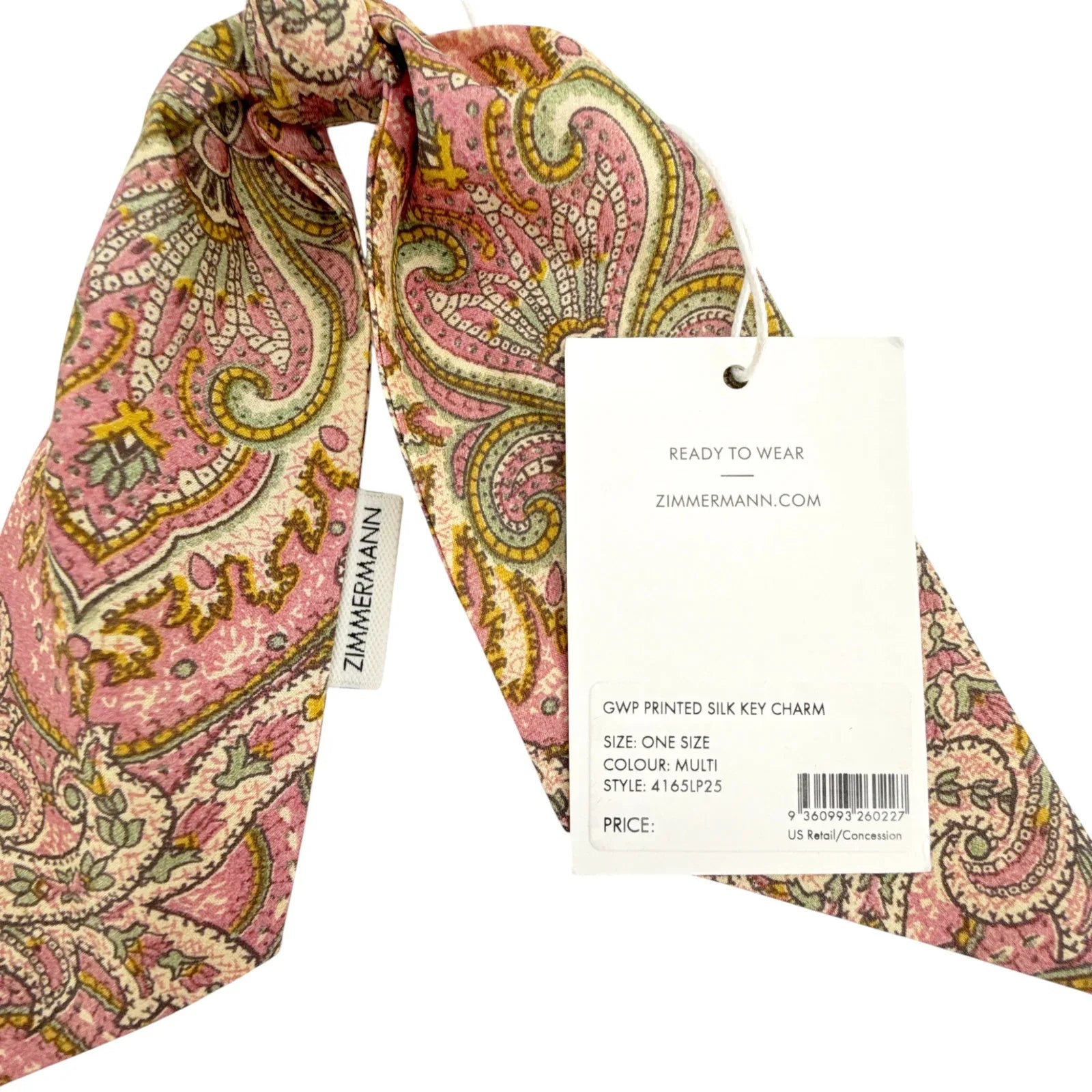 ZIMMERMANN Printed Silk Key Bag Charm in Pink - flyKAMP