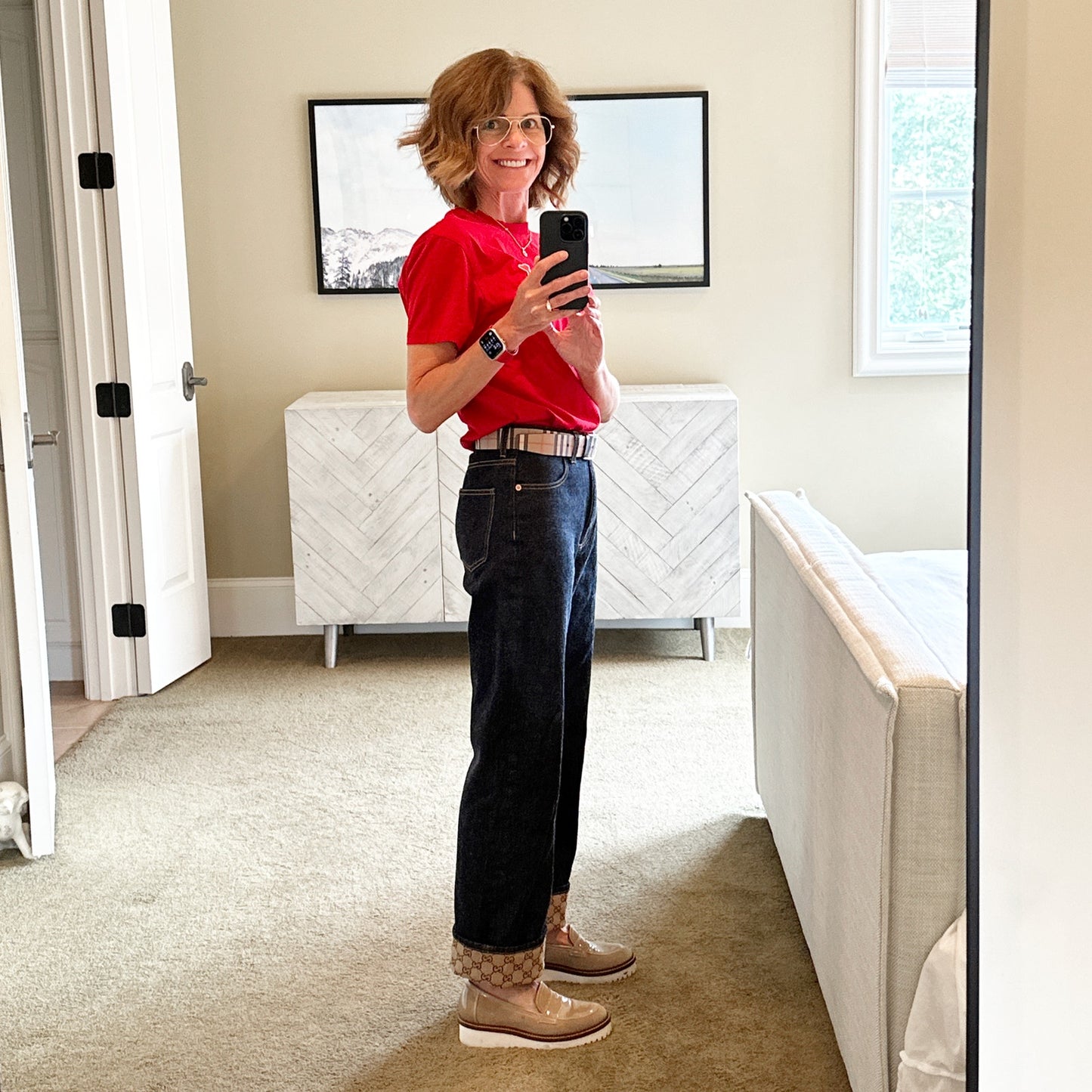 GUCCI Denim Pants with GG Supreme Canvas Cuff 24