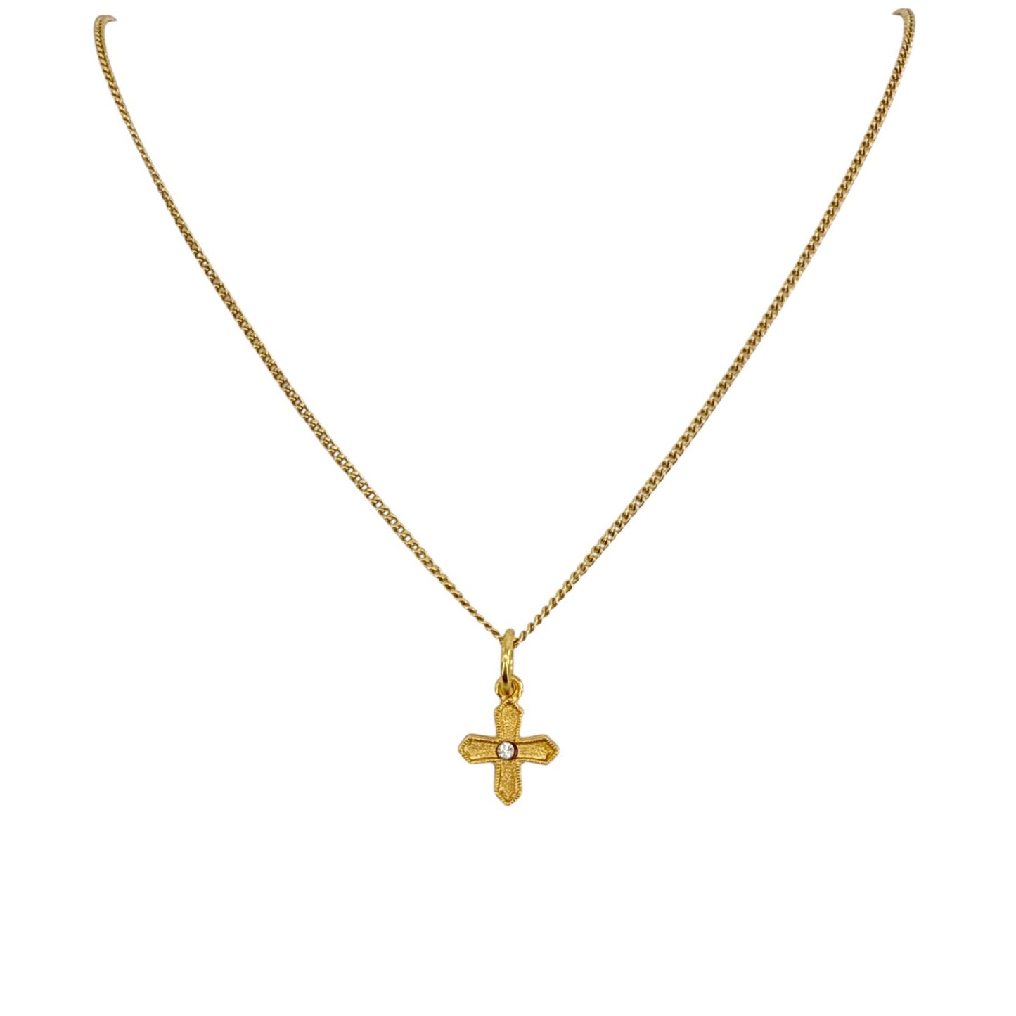 VIRGINS SAINTS & ANGELS VSA Peace Cross Charm Necklace in Gold