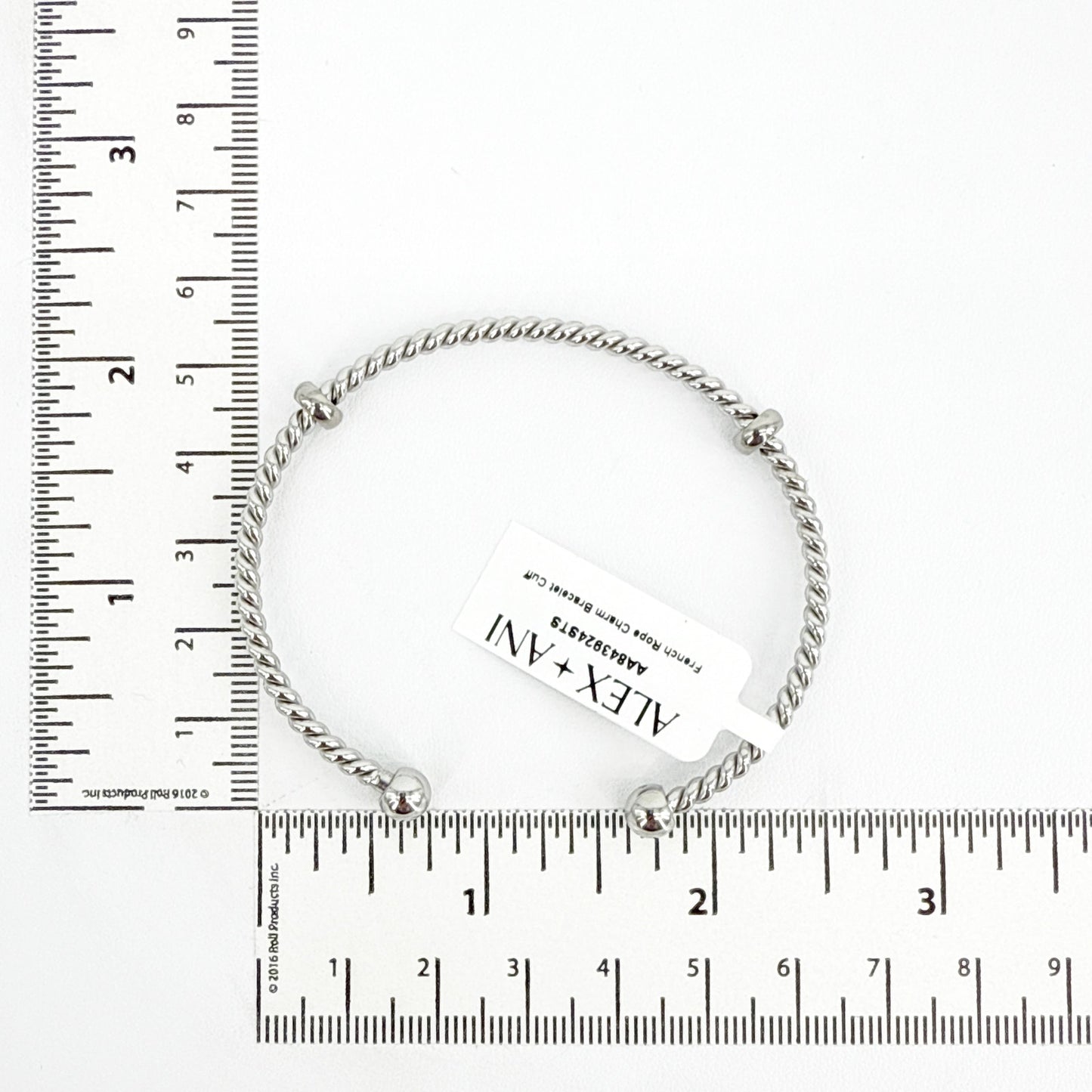 ALEX+ANI French Rope Charm Bracelet Cuff in Silver