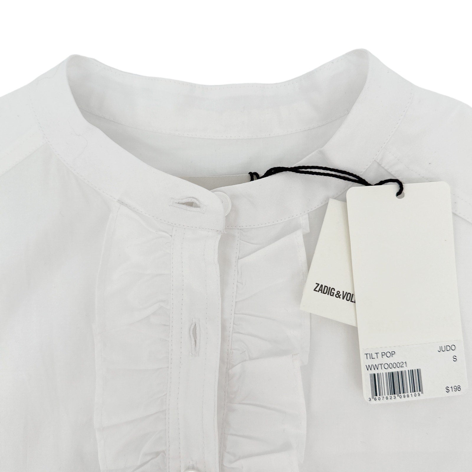 ZADIG and VOLTAIRE Ruffle Front Sleeveless Shirt in White S Zadig & Voltaire