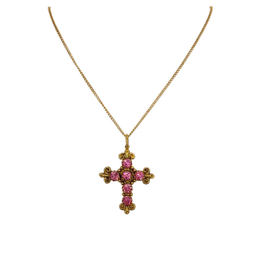 VIRGINS SAINTS & ANGELS VSA Addie Charm Necklace Gold & Pink