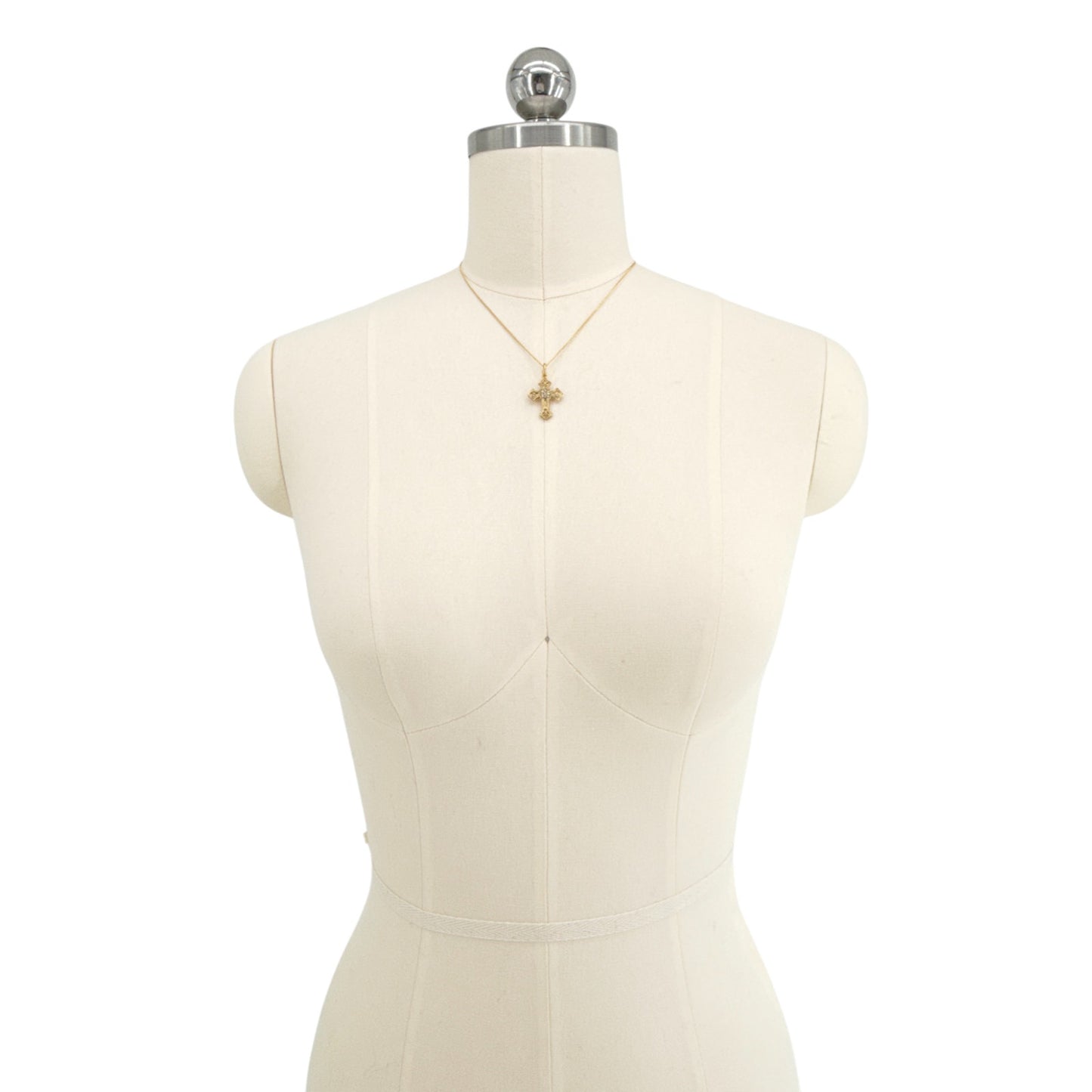 VIRGINS SAINTS & ANGELS VSA Basilica Cross Charm Necklace 16" in Gold