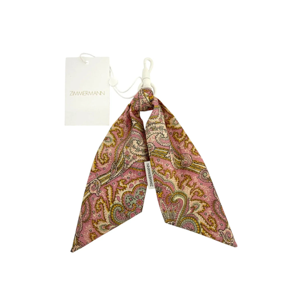 ZIMMERMANN Printed Silk Key Bag Charm in Pink - flyKAMP