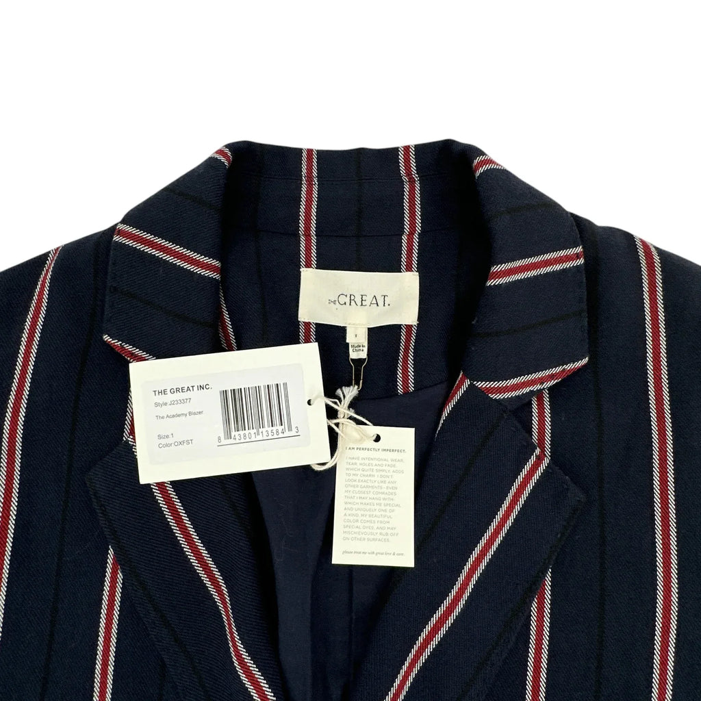 The GREAT. The Academy Blazer in Oxford Stripe 1|S - flyKAMP