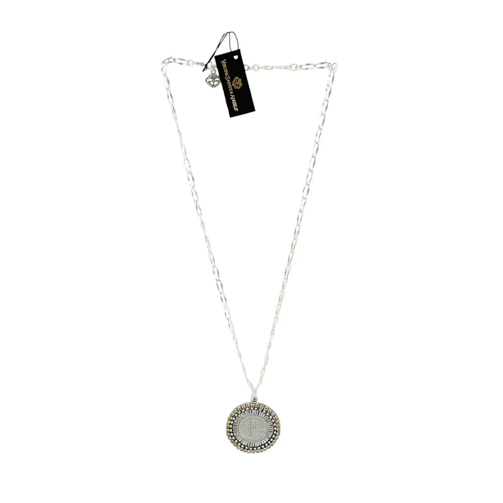 VIRGINS SAINTS & ANGELS Disco Virgin Charm Necklace Silver&Light Colorado Topaz - flyKAMP