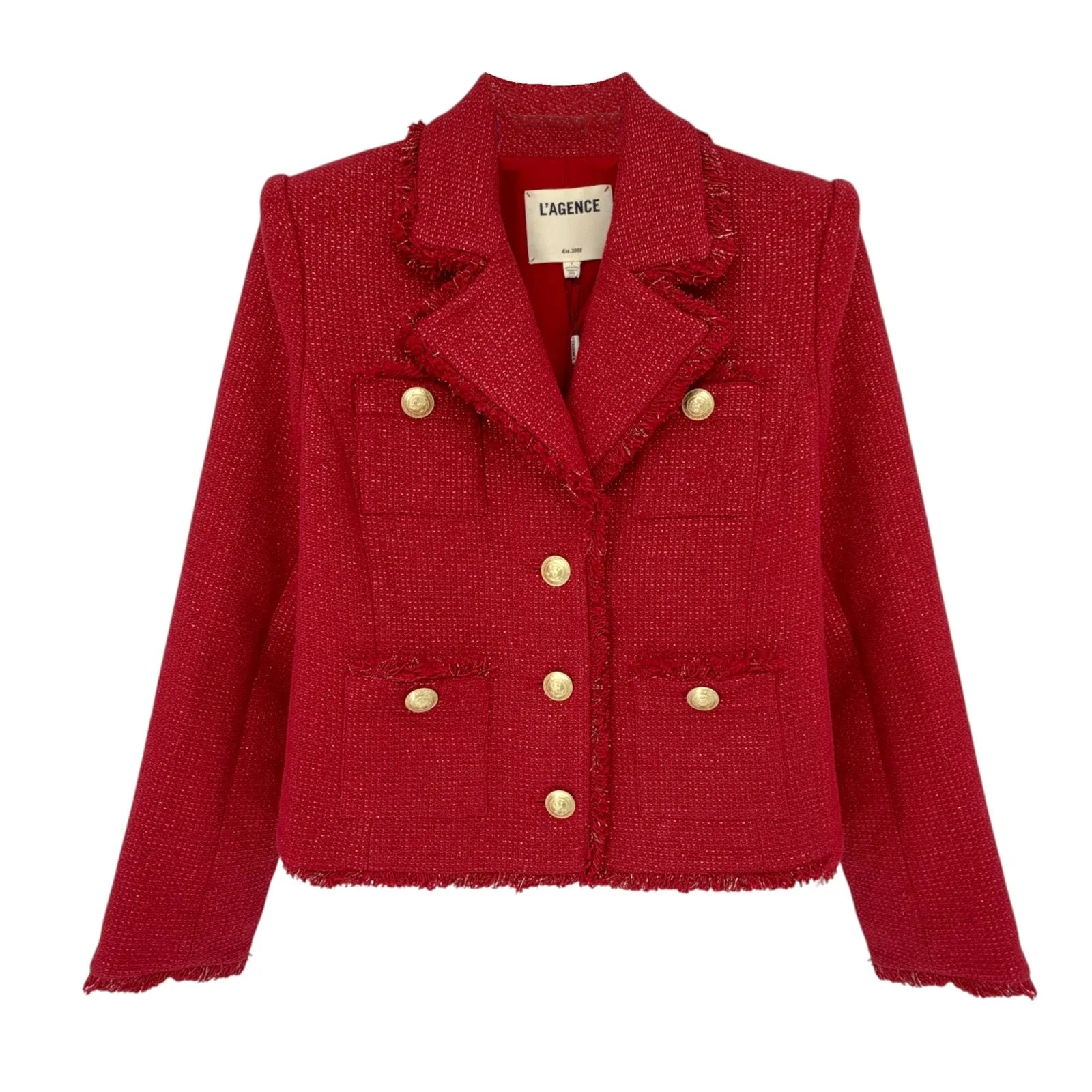 L'AGENCE Sylvia Collared Jacket in Garnet Red & Copper 2 - flyKAMP