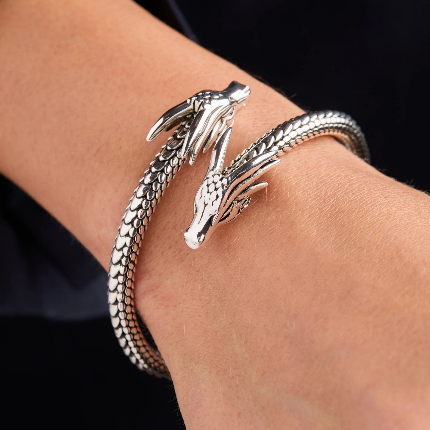 ALEX+ANI House of the Dragon™ Cuff Bracelet in Antiqued Silver