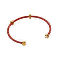 ALEX+ANI Bezel Stone Enamel Cuff in Coral Red - flyKAMP