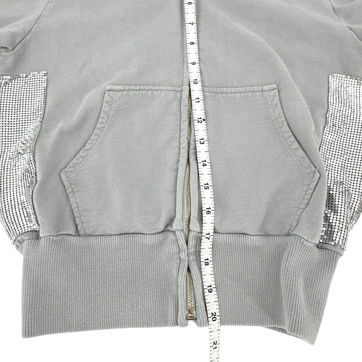 PRIMP Sequin Zip Hoodie in Grey & Silver S
