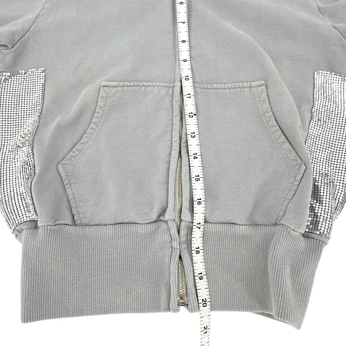 PRIMP Sequin Zip Hoodie in Grey & Silver S - flyKAMP