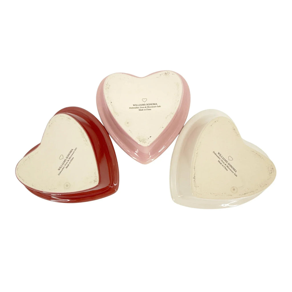 WILLIAMS-SONOMA Beaded Heart Shaped Ramekins Set of 3 - flyKAMP