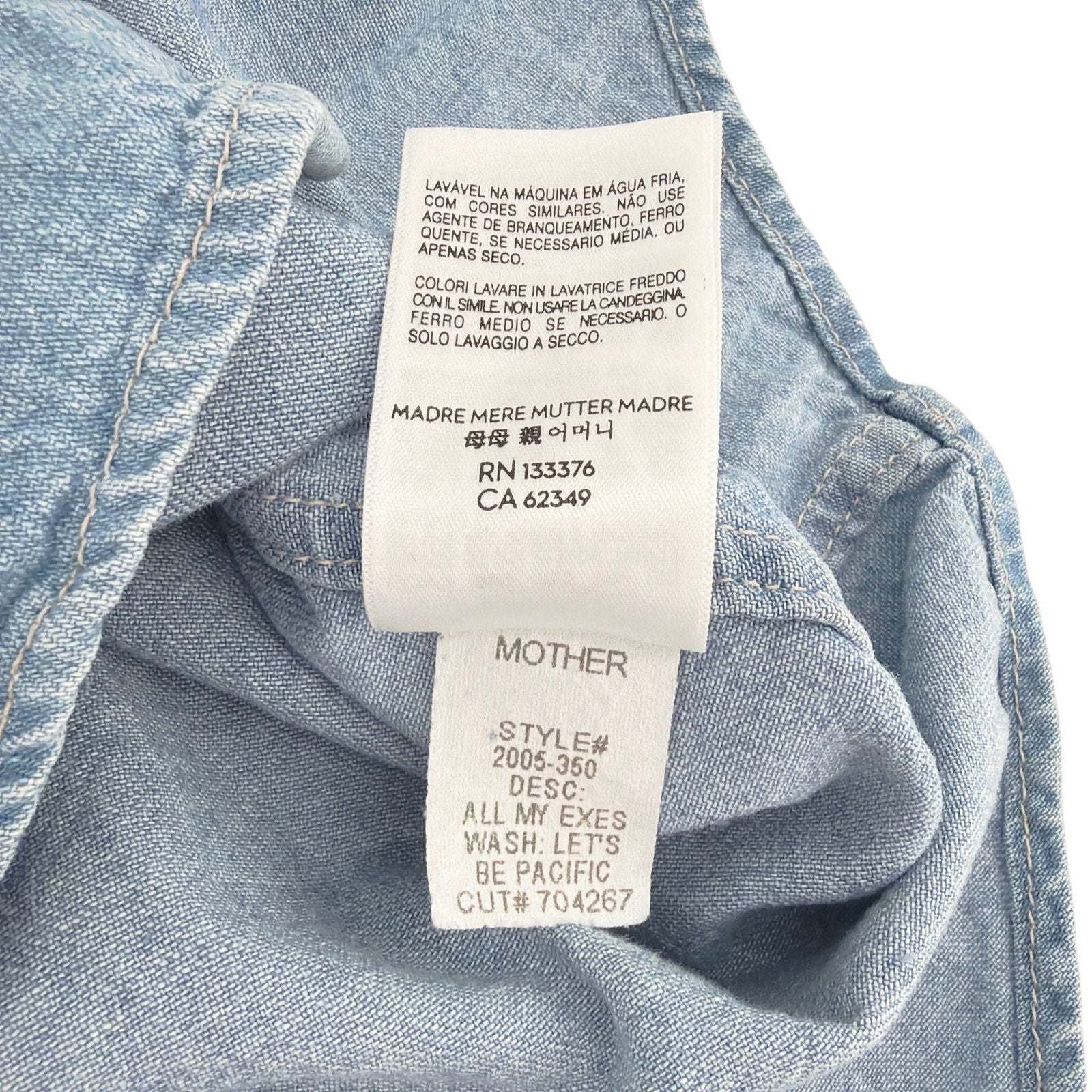 MOTHER All My Exes Denim Shirt in Let's Be Pacific XS Mother