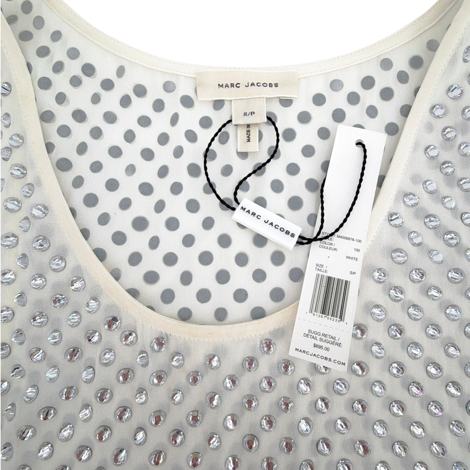 MARC JACOBS Rhinestone Embellished Tank Top S Marc Jacobs