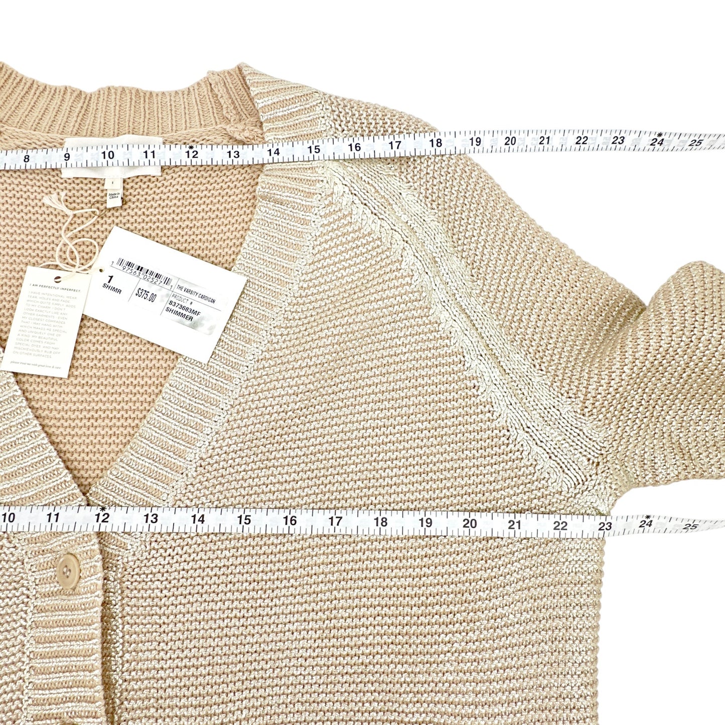 THE GREAT. The Varsity Cardigan Gold Shimmer 1|S