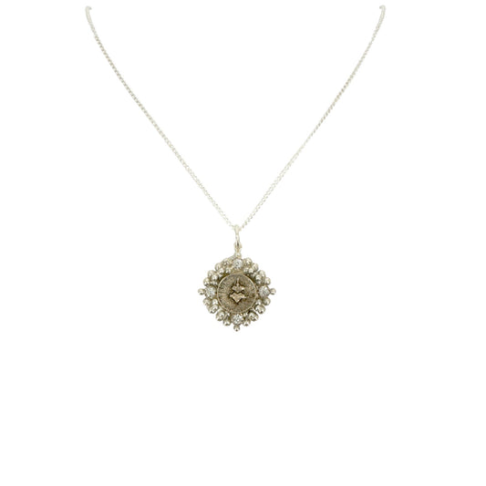 VIRGINS SAINTS & ANGELS VSA Petite Cloister Charm Sacred Heart Necklace in Silver