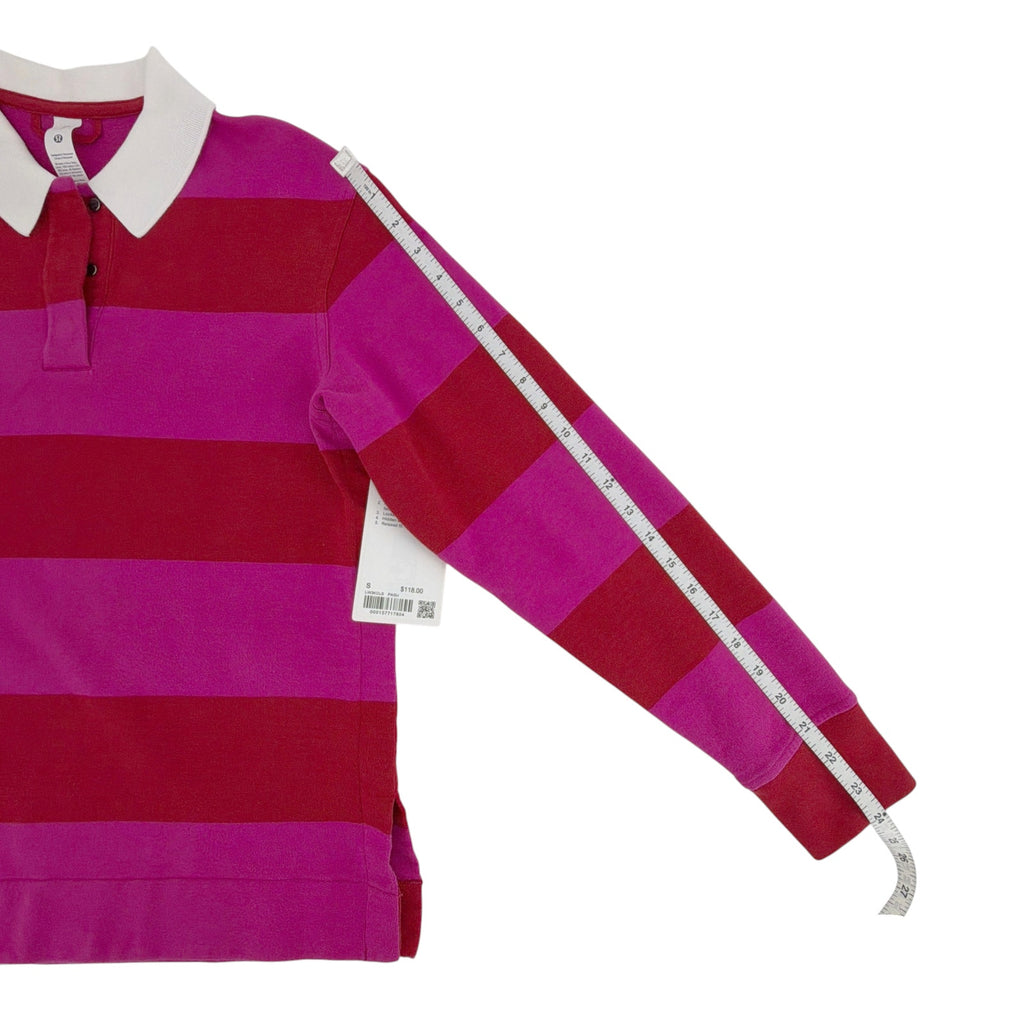 LULULEMON French Terry Rugby Shirt in Red & Pink S Lululemon