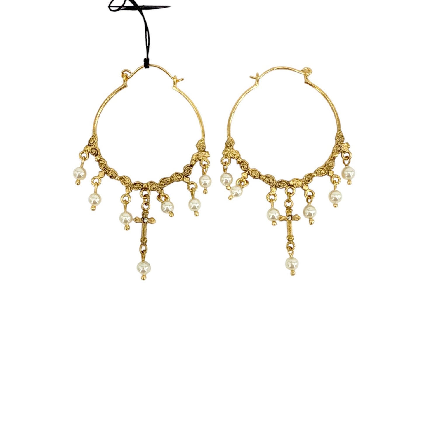 VIRGINS SAINTS & ANGELS VSA Esme Hoop Earrings in Gold & Pearl