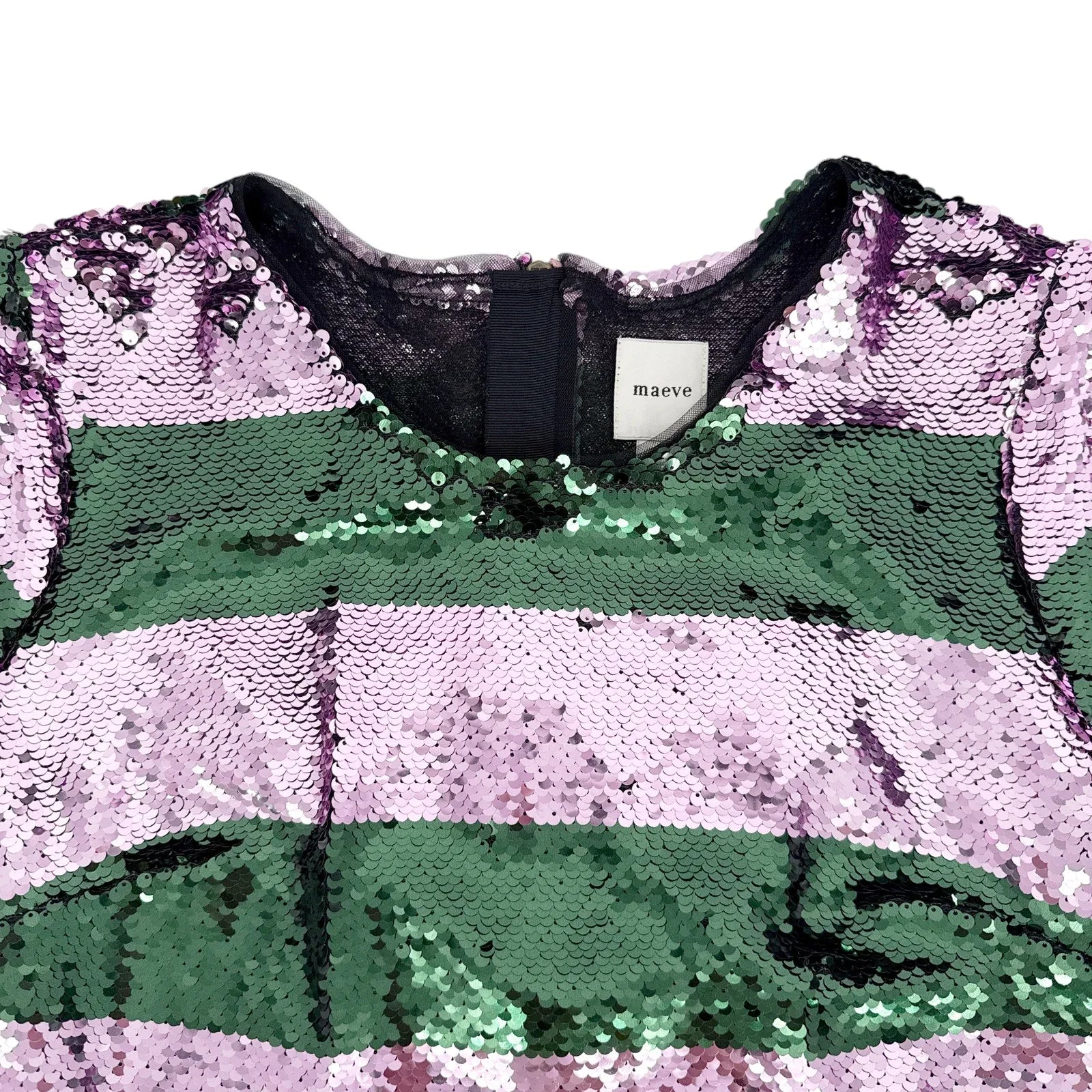 ANTHROPOLOGIE Maeve Short-Sleeve Sequin Striped Top S - flyKAMP