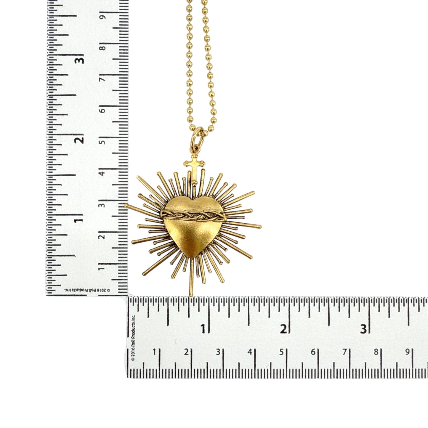 VIRGINS SAINTS & ANGELS VSA Sacred Flame Charm Necklace 34" Gold Plated SS Chain