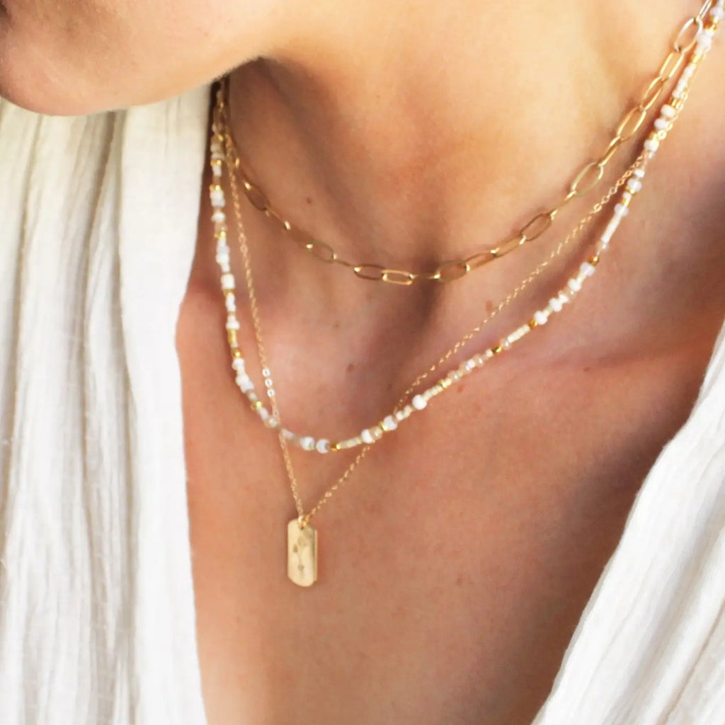 THE SILVER WREN Unity Beaded Necklace in White