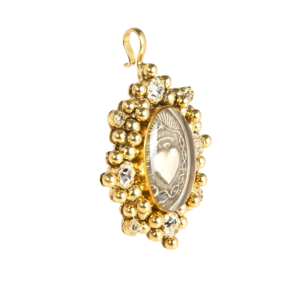 VIRGINS SAINTS & ANGELS VSA Oval Cloister Sacred Heart Medallion in Gold - flyKAMP