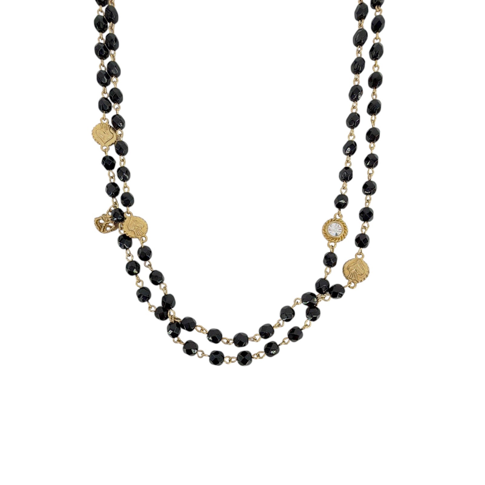 VIRGINS SAINTS & ANGELS VSA Wrap 6mm Crystal Jet Black & Gold Virgins Saints & Angels