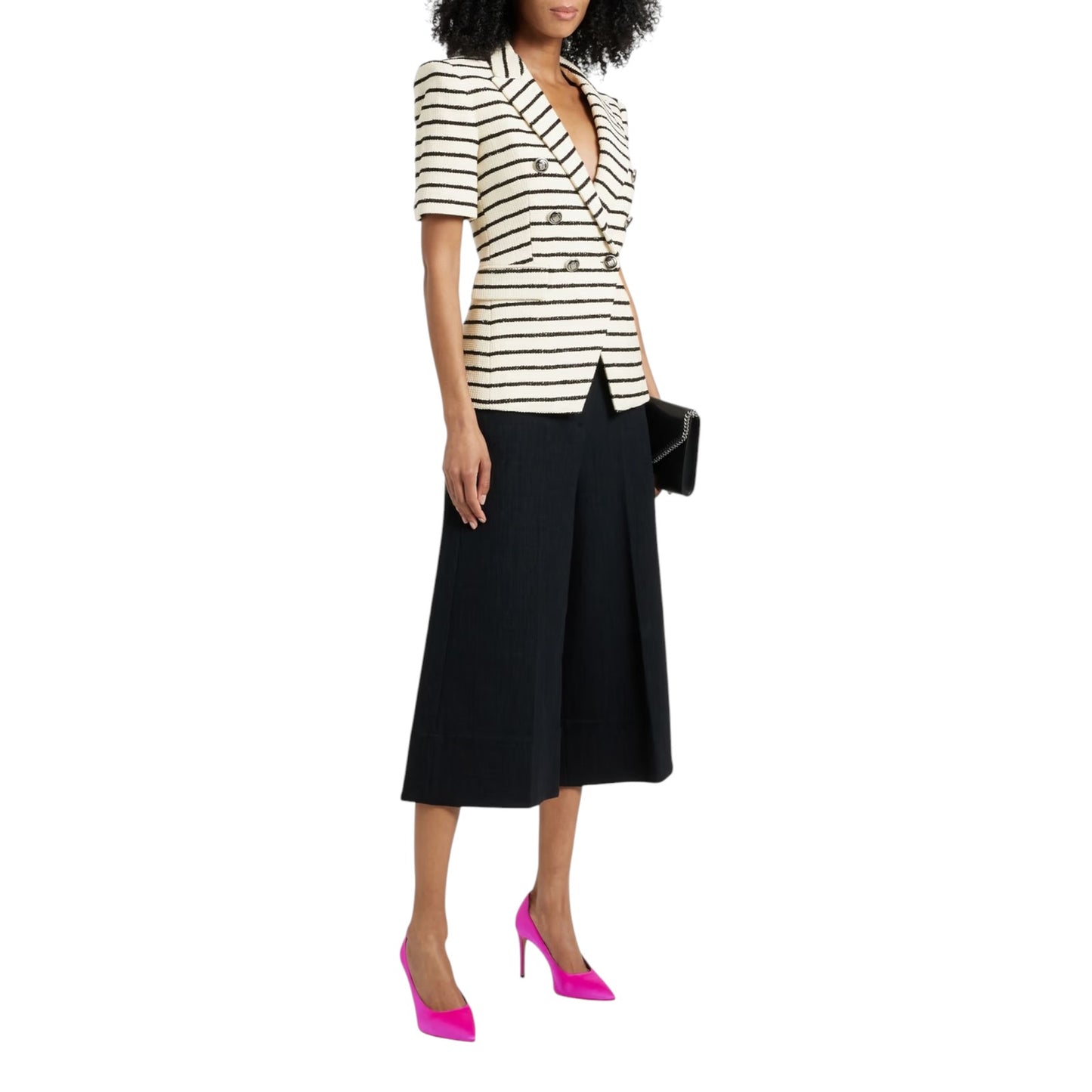 VERONICA BEARD Jenny Dickey Jacket in Ivory & Black Stripe 6|S