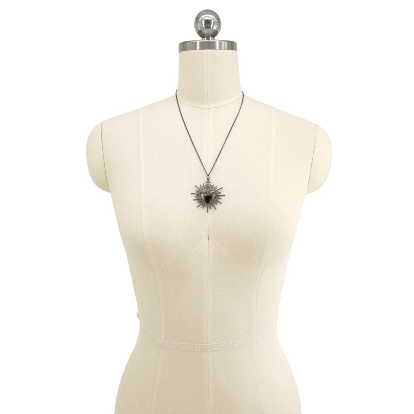 VIRGINS SAINTS & ANGELS VSA Sacred Flame Charm Necklace in Gunmetal 20"