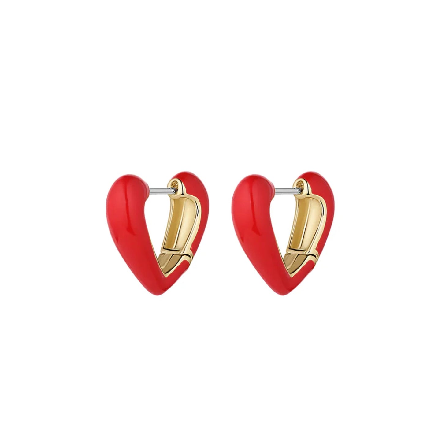 GORJANA Amour Heart Huggies || Gold & Red Enamel