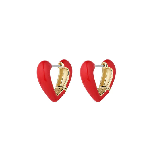 GORJANA Amour Heart Huggies || Gold & Red Enamel