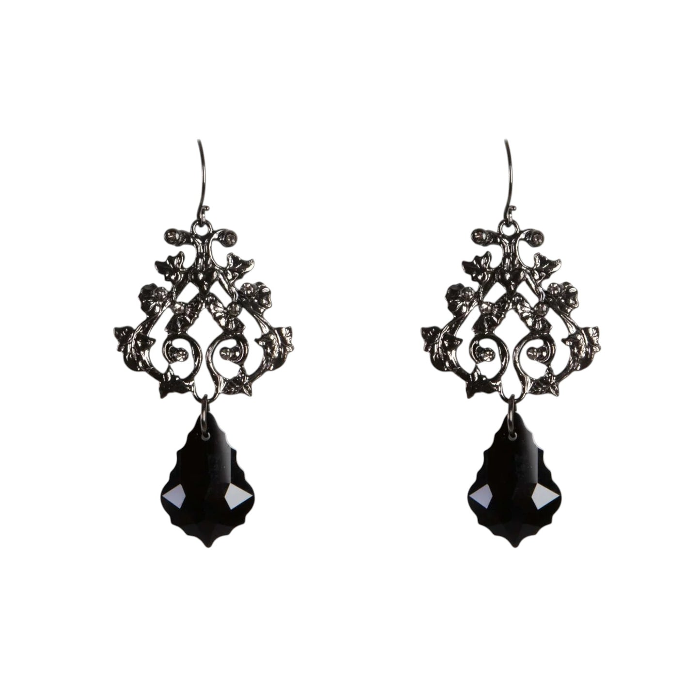 VIRGINS SAINTS & ANGELS VSA Vine Drop Earrings in Gunmetal & Jet