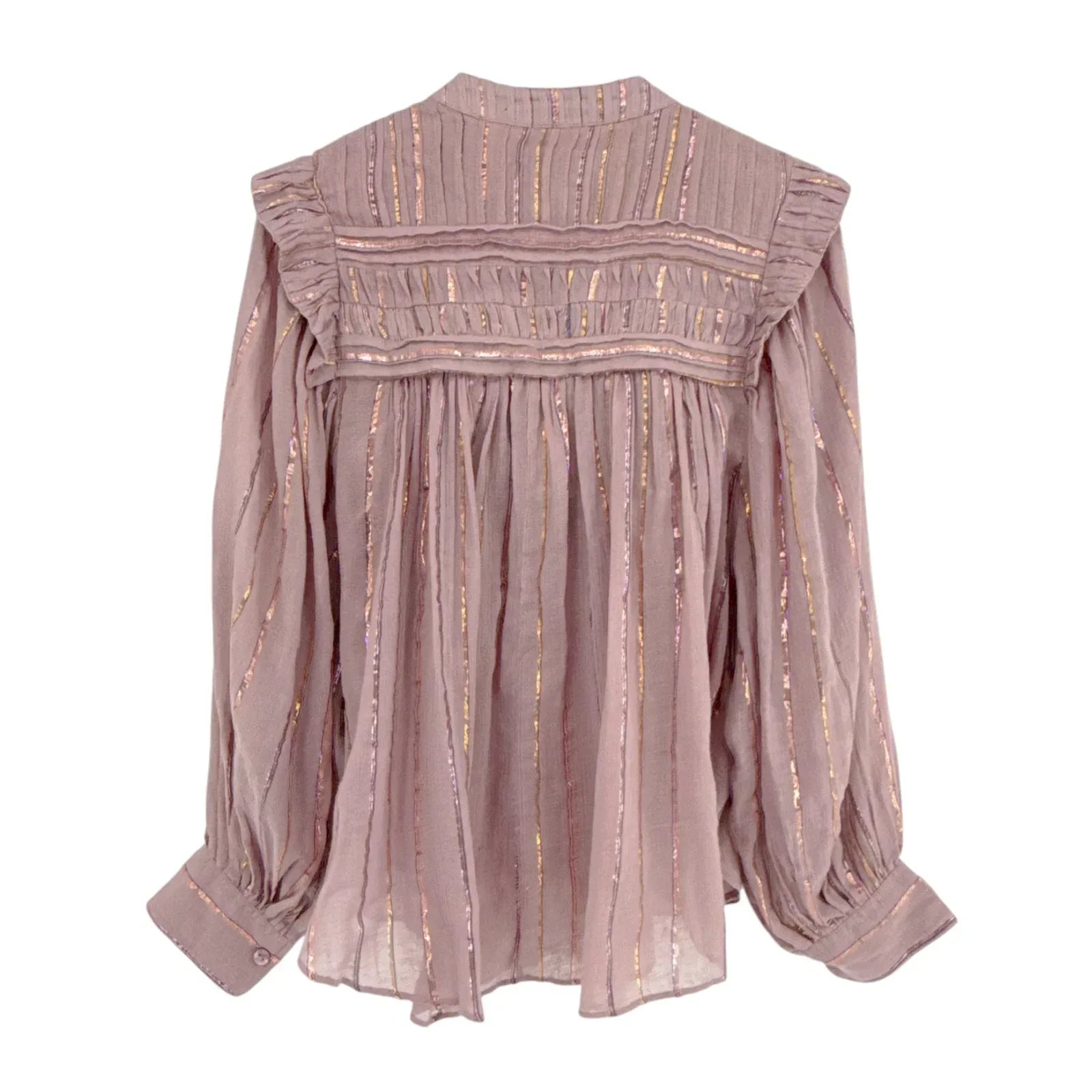 FARM RIO Pleated Yoke Blouse Light Pink S - flyKAMP
