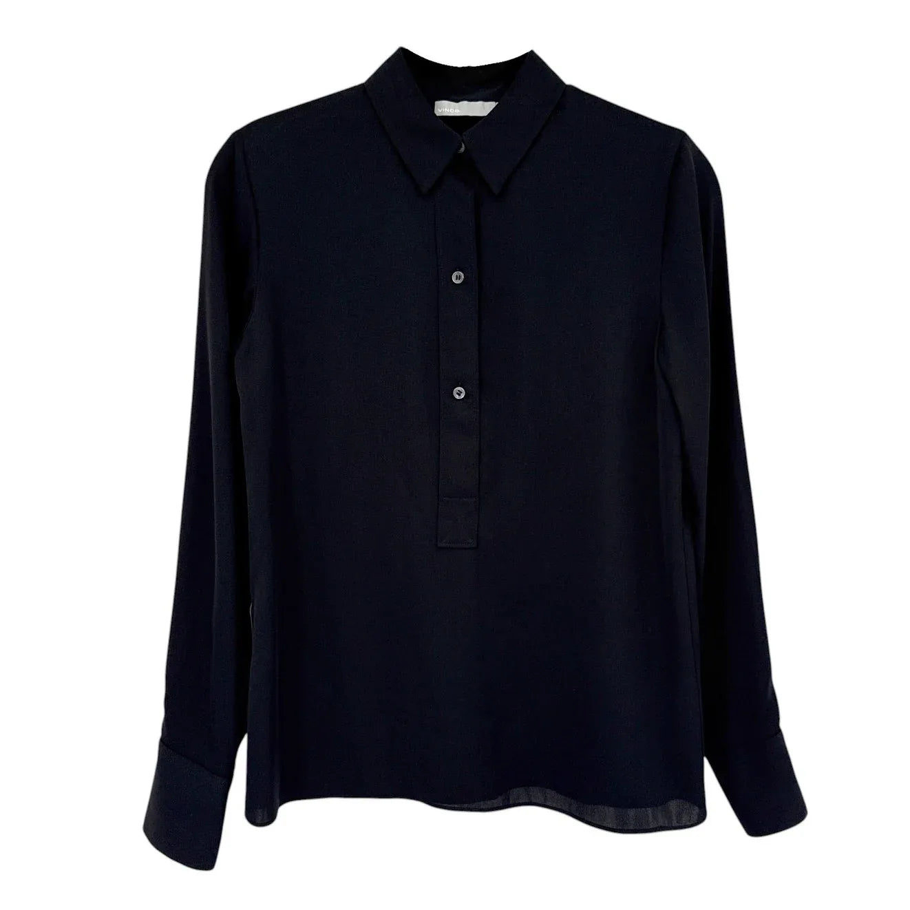 VINCE Slim Fitted Popover Shirt Black 2 - flyKAMP