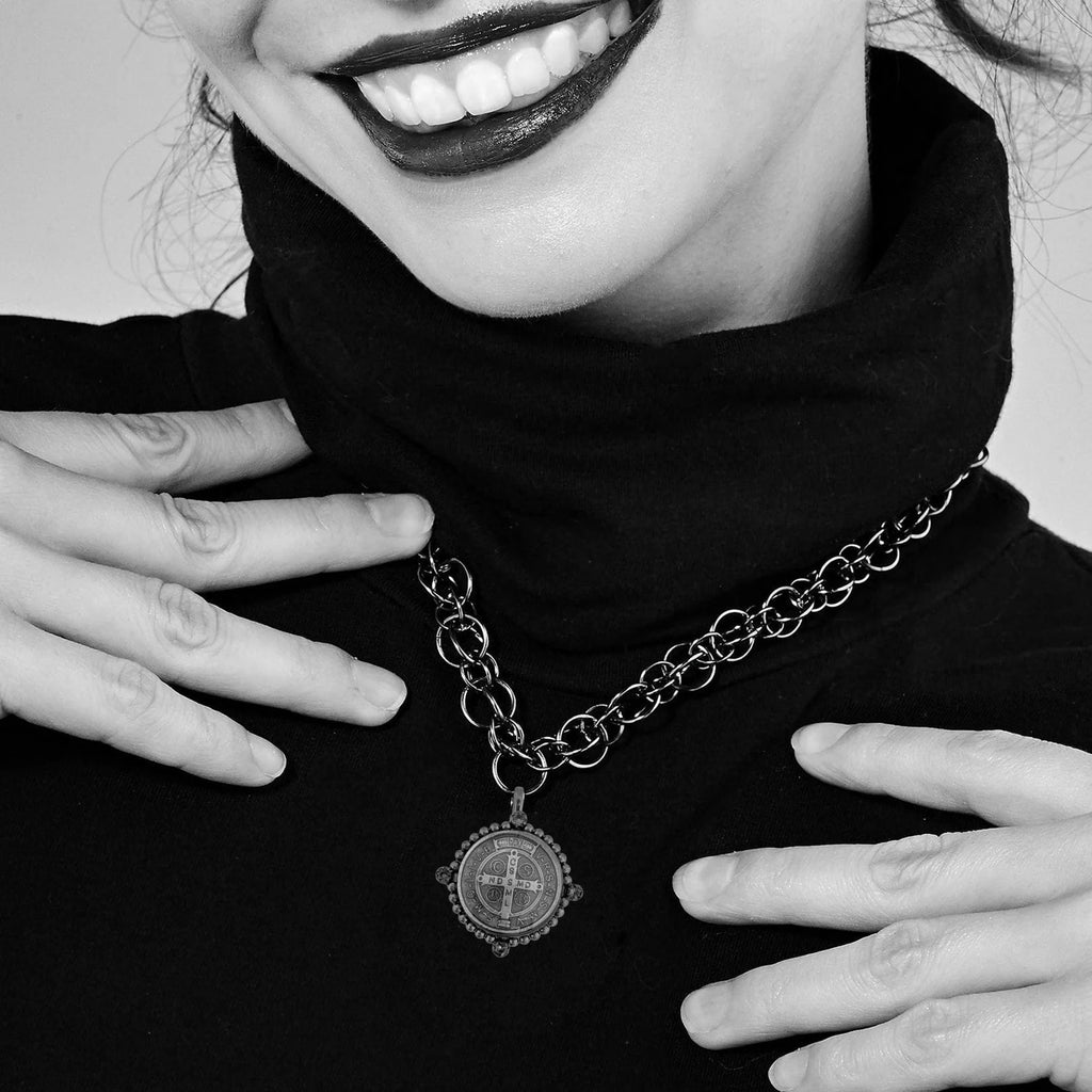 VIRGINS SAINTS & ANGELS VSA Bespoke San Benito Medallion in Gunmetal Virgins Saints & Angels